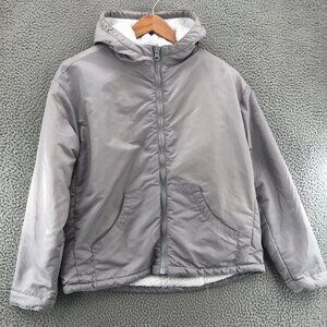 Fabletics Coat Womens Small Cher Polar Fleece Gray Jacket Reversible Hooded Zip